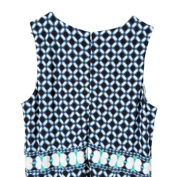 Joseph Ribkoff Blue Geo Print Sheath Midi‎ Dress V-Neck Sleeveless, Size 14 - Picture 8 of 11